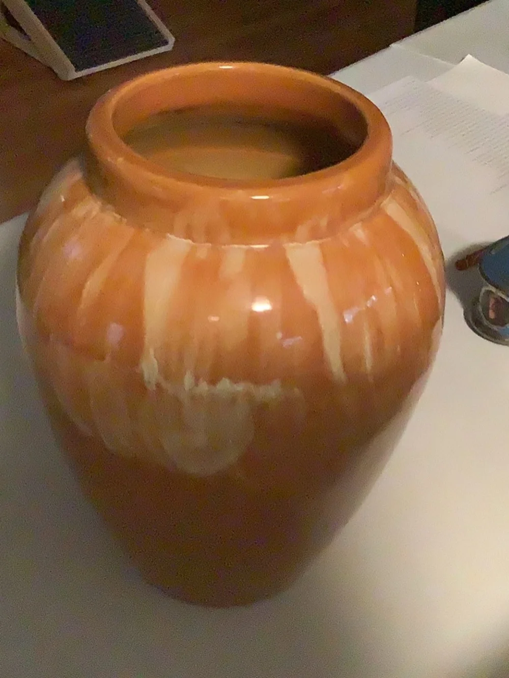 Brown drip glaze vase
